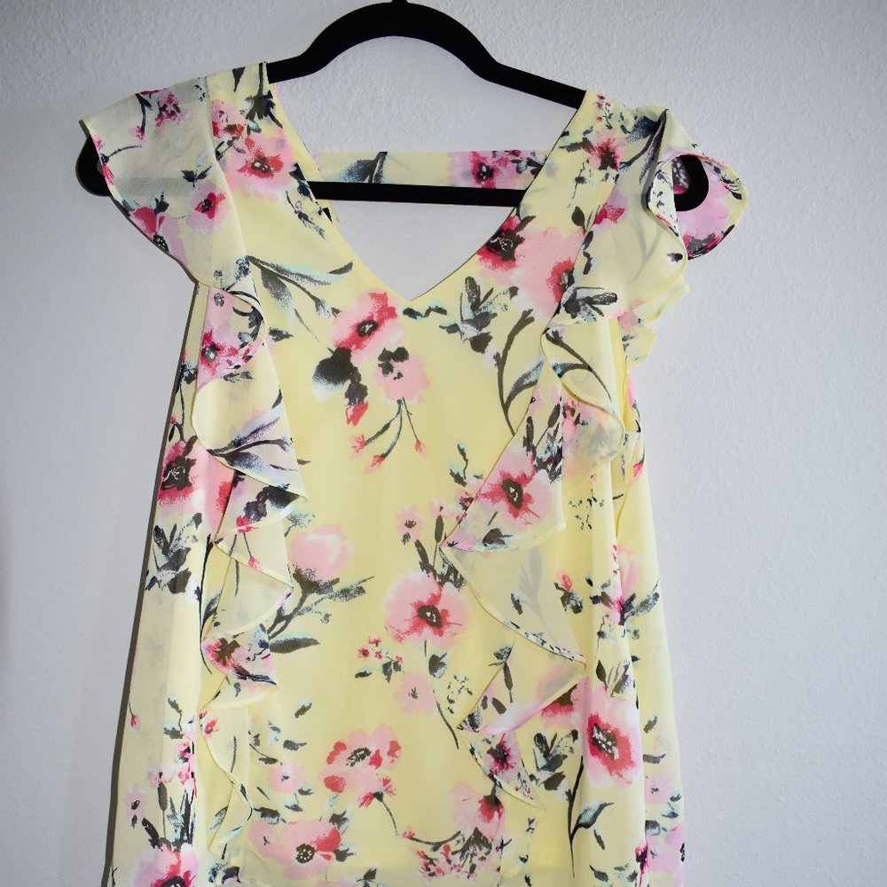 A. BYER FLORAL YELLOW BLOUSE SZ S - Picture 2 of 8